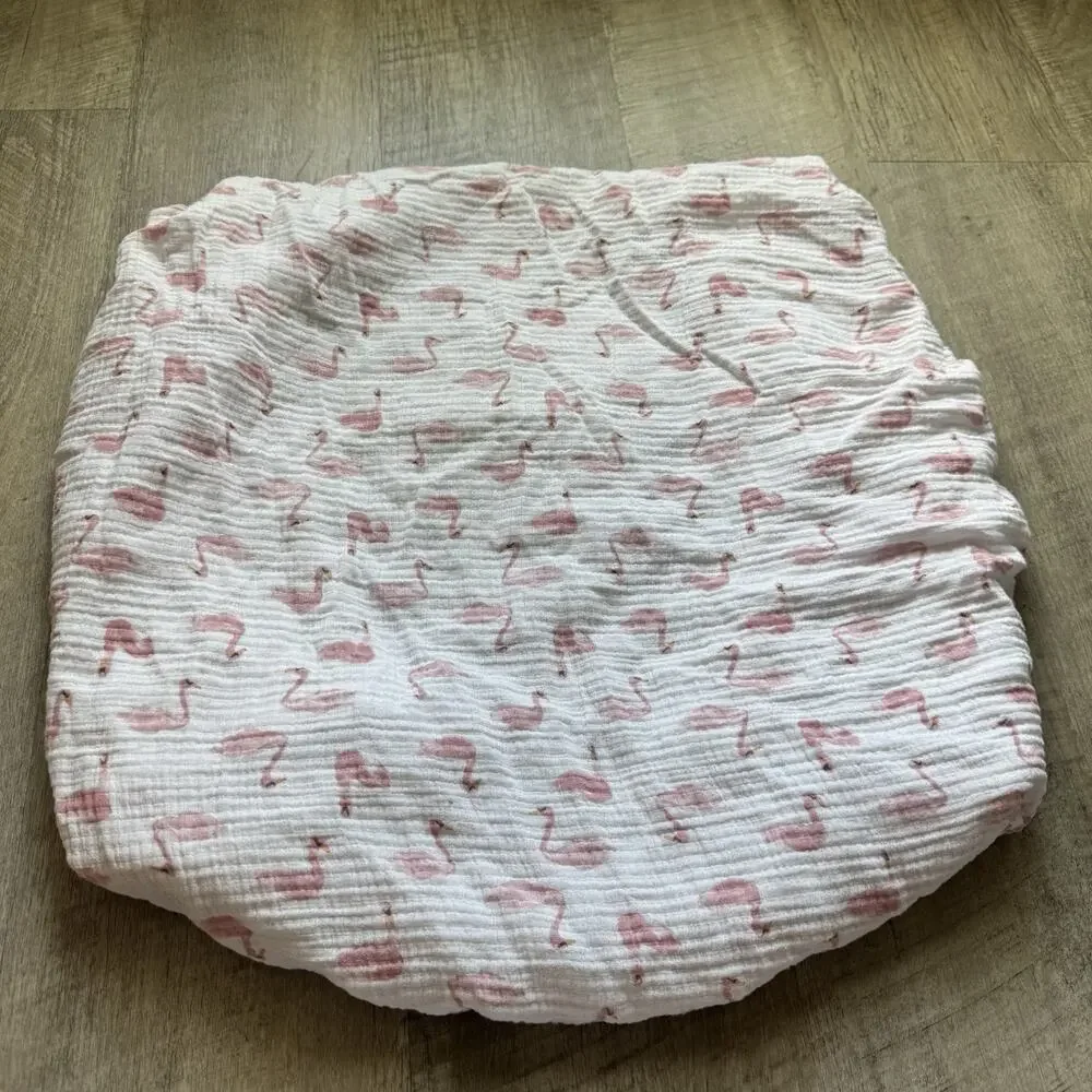 aden + anais Essentials Briar Rose Pink Swan Crib Sheet Cotton Muslin